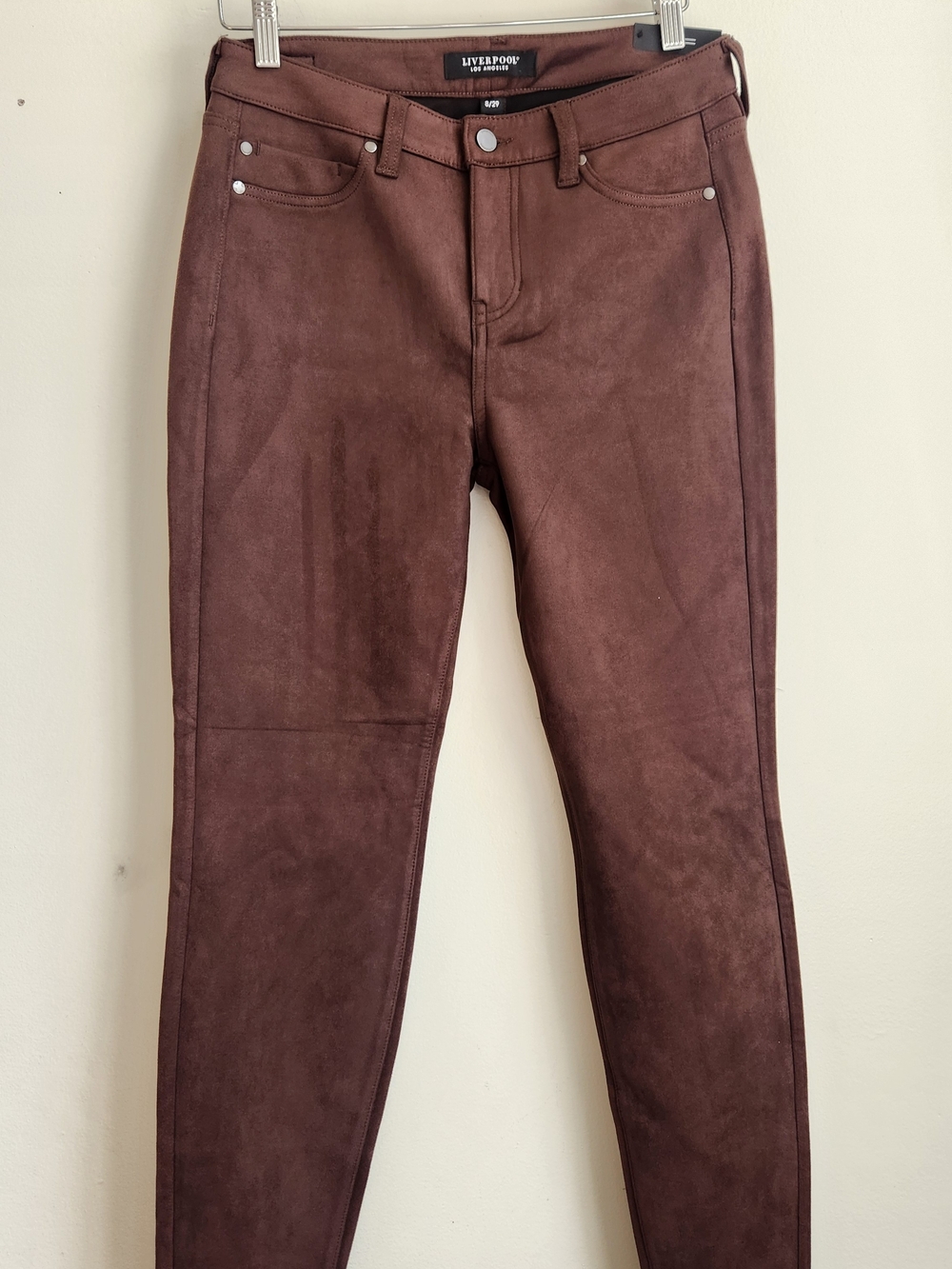 Liverpool Women’s Brown Faux-Suede Jeans Size 8 Ankle Leg Minimalist Equestrian
